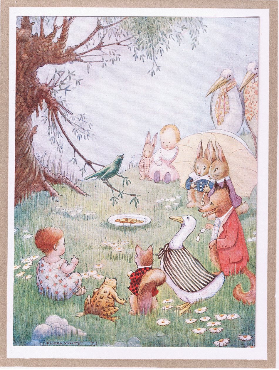 I śpiewał tak pięknie, że okoliczni mieszkańcy dawali mu pieniądze (kolorowa litografia) autorstwa Flora White
