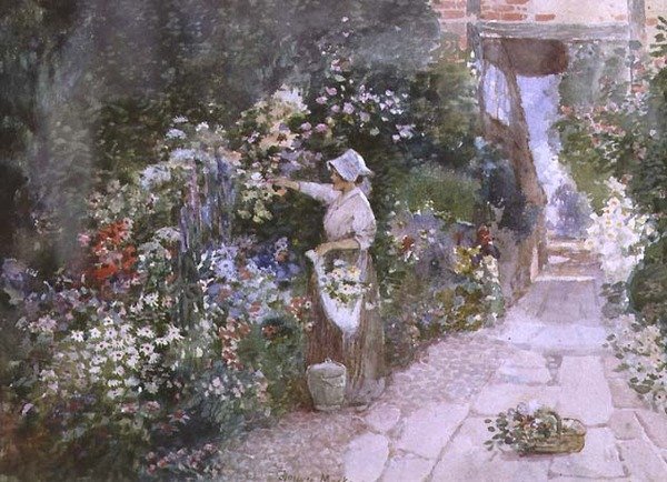 Zbieranie Kwiatów (akwarela na papierze) autorstwa Florence Agnes Mackay
