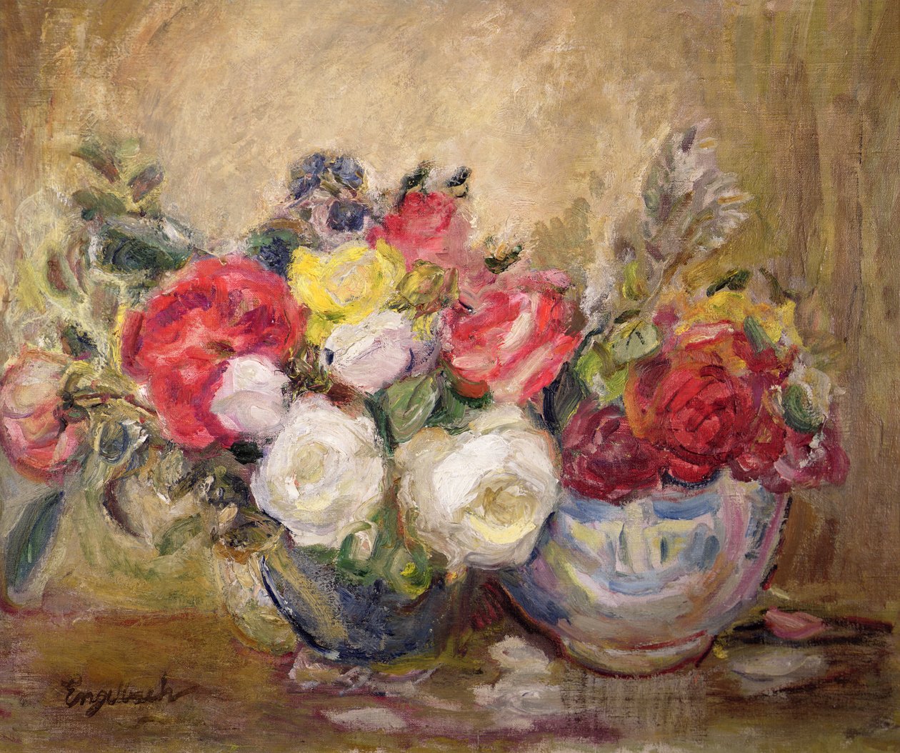 Róże w dwóch miskach autorstwa Florence Ebgelbach