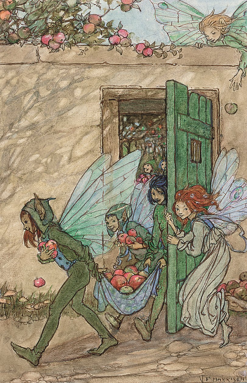 Ilustracja do Elfin Song (ołówek, brązowy tusz i akwarela) autorstwa Florence Harrison