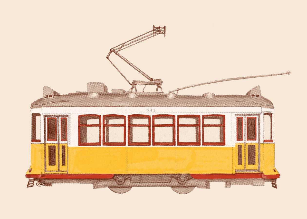Lizbona – Tramwaj, 2020 (ołówek, cyfrowo) autorstwa Florent Bodart