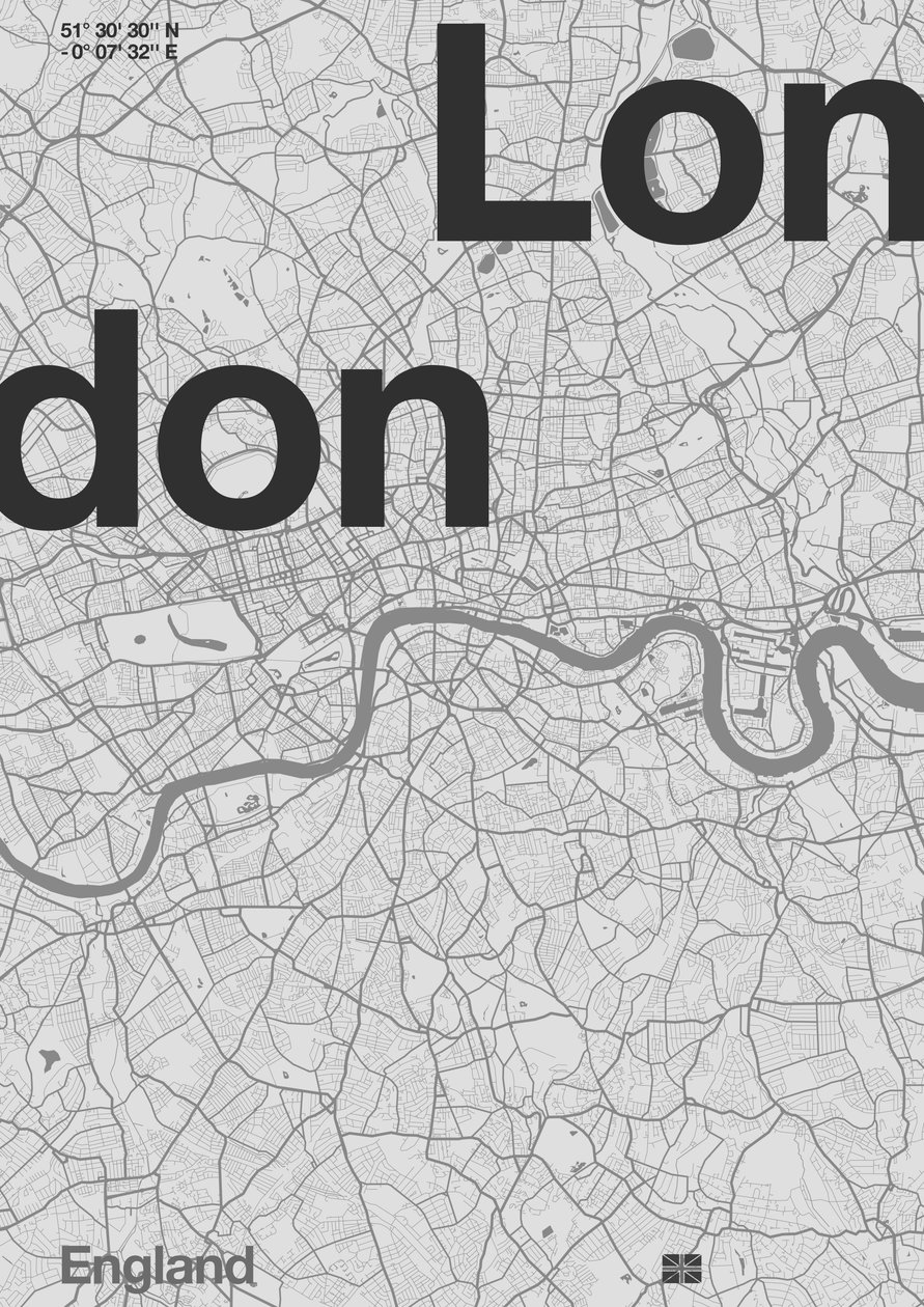 Minimalna mapa Londynu autorstwa Florent Bodart