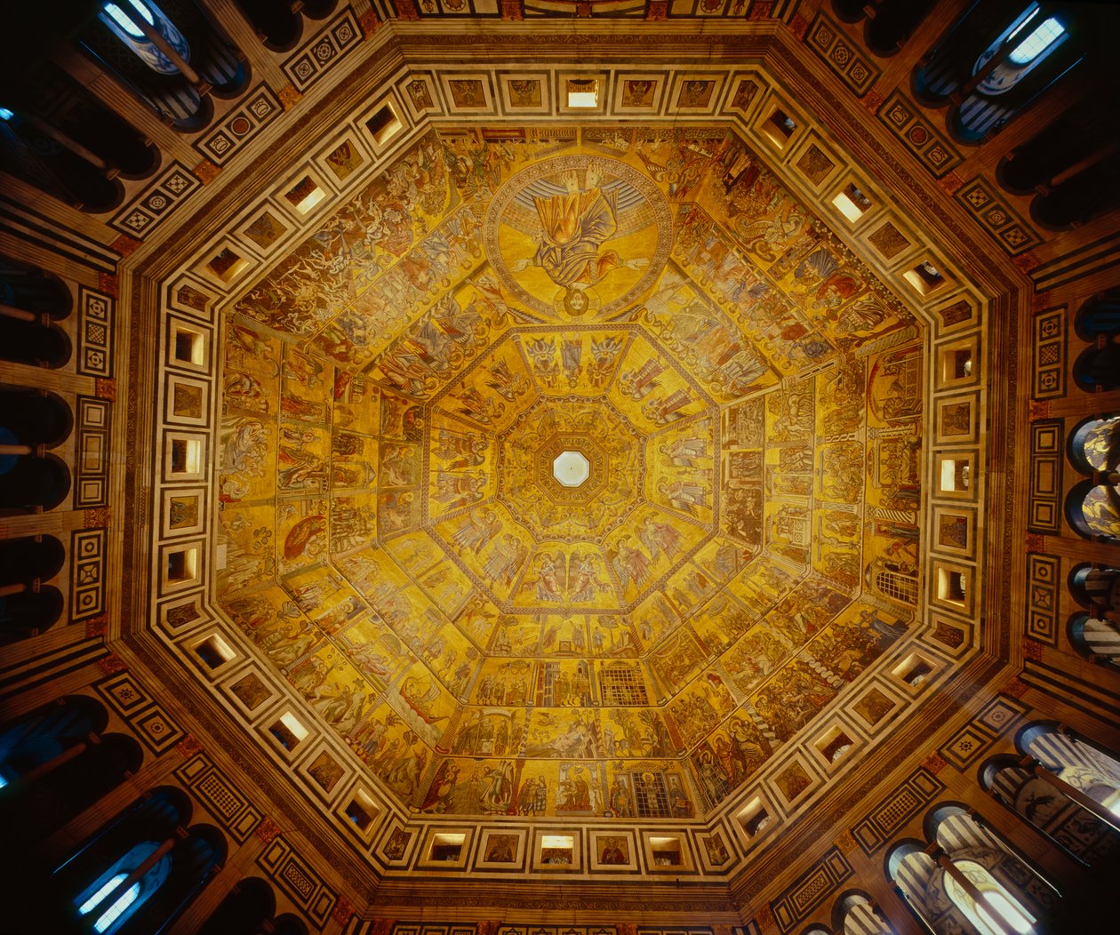 Kopuła sufitu baptysterium św. Jana we Florencji (mozaika) autorstwa Florentine School