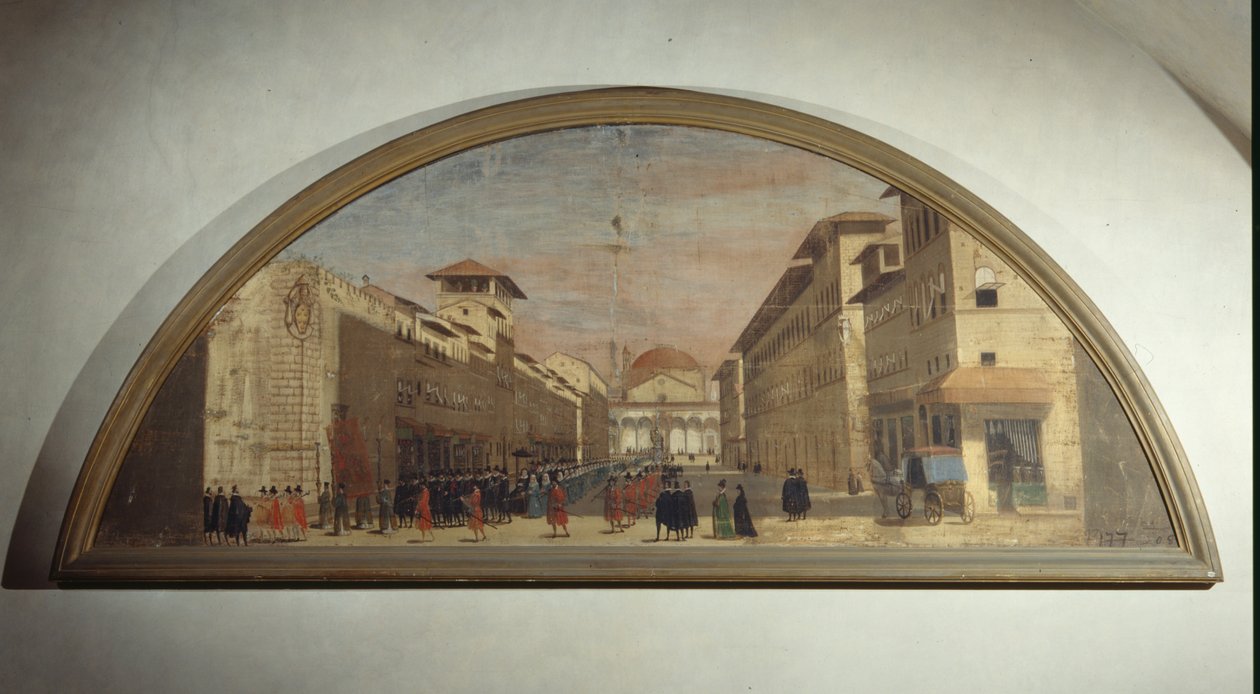 Luneta z widokiem na Via de Servi, Florencja autorstwa Florentine School