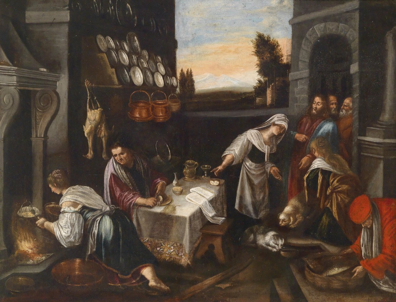 Chrystus w domu Marty i Marii autorstwa Follower of Jacopo Bassano
