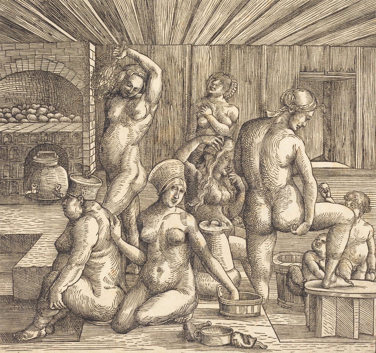 Łaźnia damska, ok. godz. 15051510. autorstwa Follower of Albrecht Durer