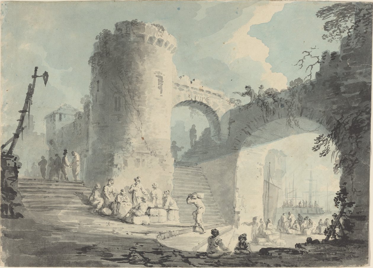 Scena portowa autorstwa Follower of Claude Joseph Vernet