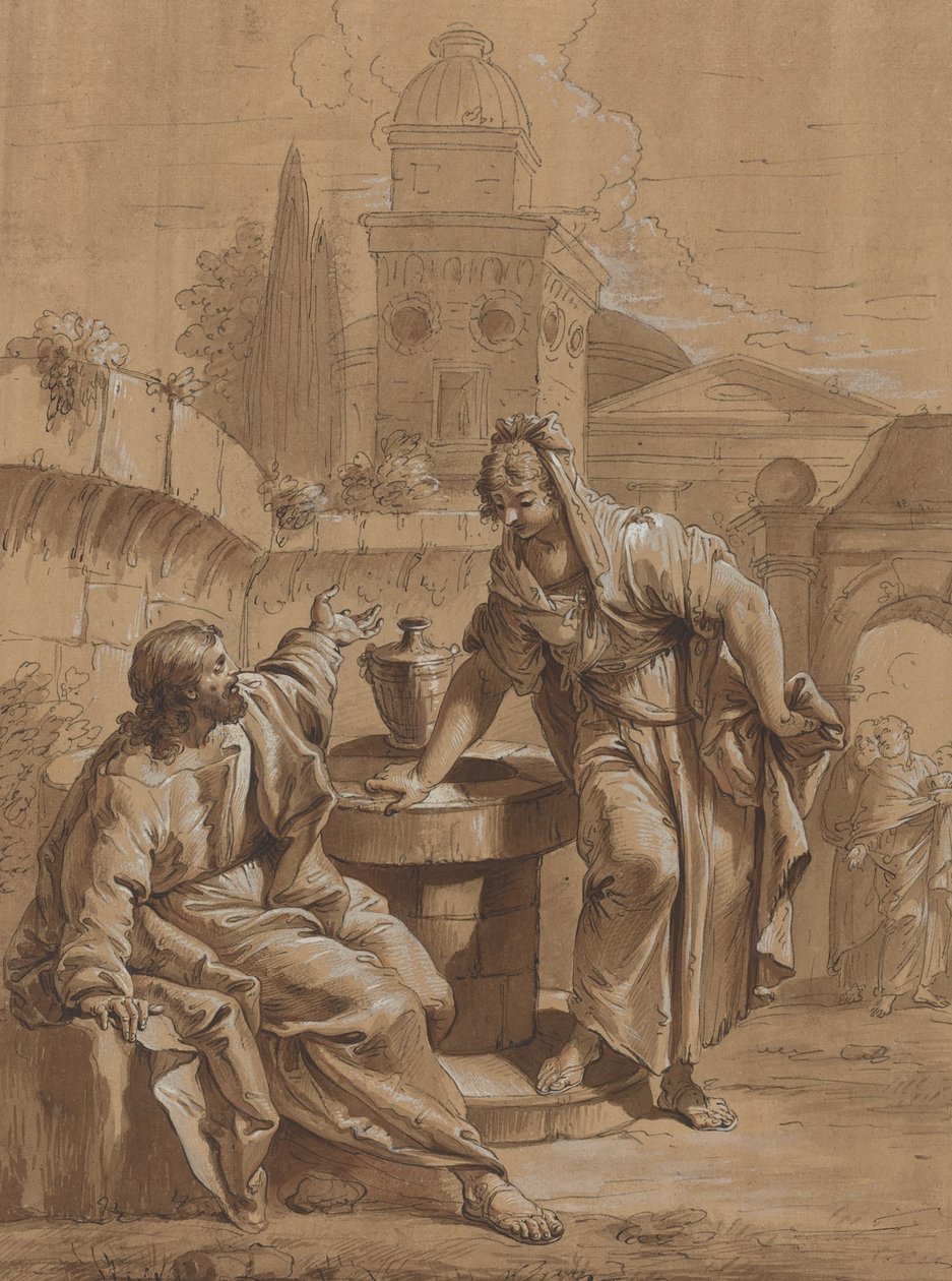Chrystus i Niewiasta Samarii autorstwa Follower of Francesco Fontebasso