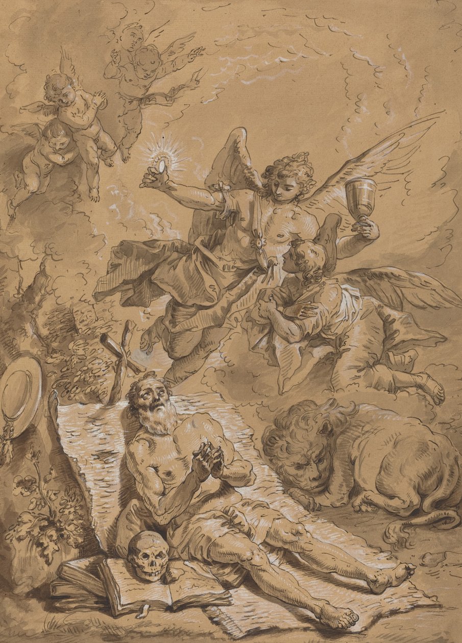 Ostatnia Komunia św. Hieronima autorstwa Follower of Francesco Fontebasso