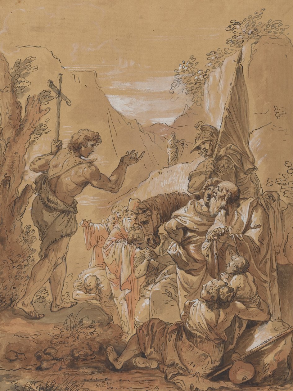 Głoszenie Jana Chrzciciela na pustyni autorstwa Follower of Francesco Fontebasso