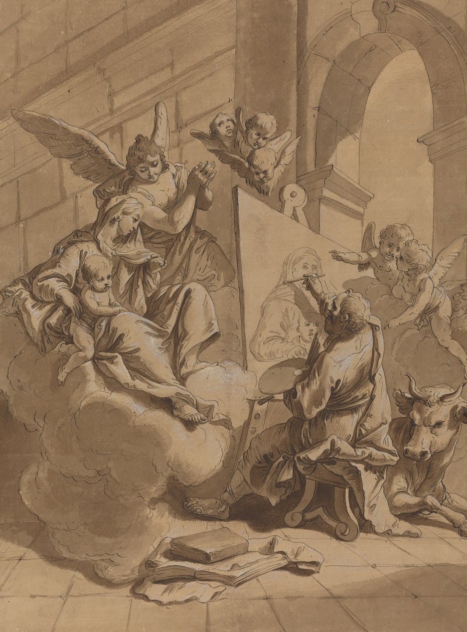 Święty Łukasz malujący Dziewicę autorstwa Follower of Francesco Fontebasso