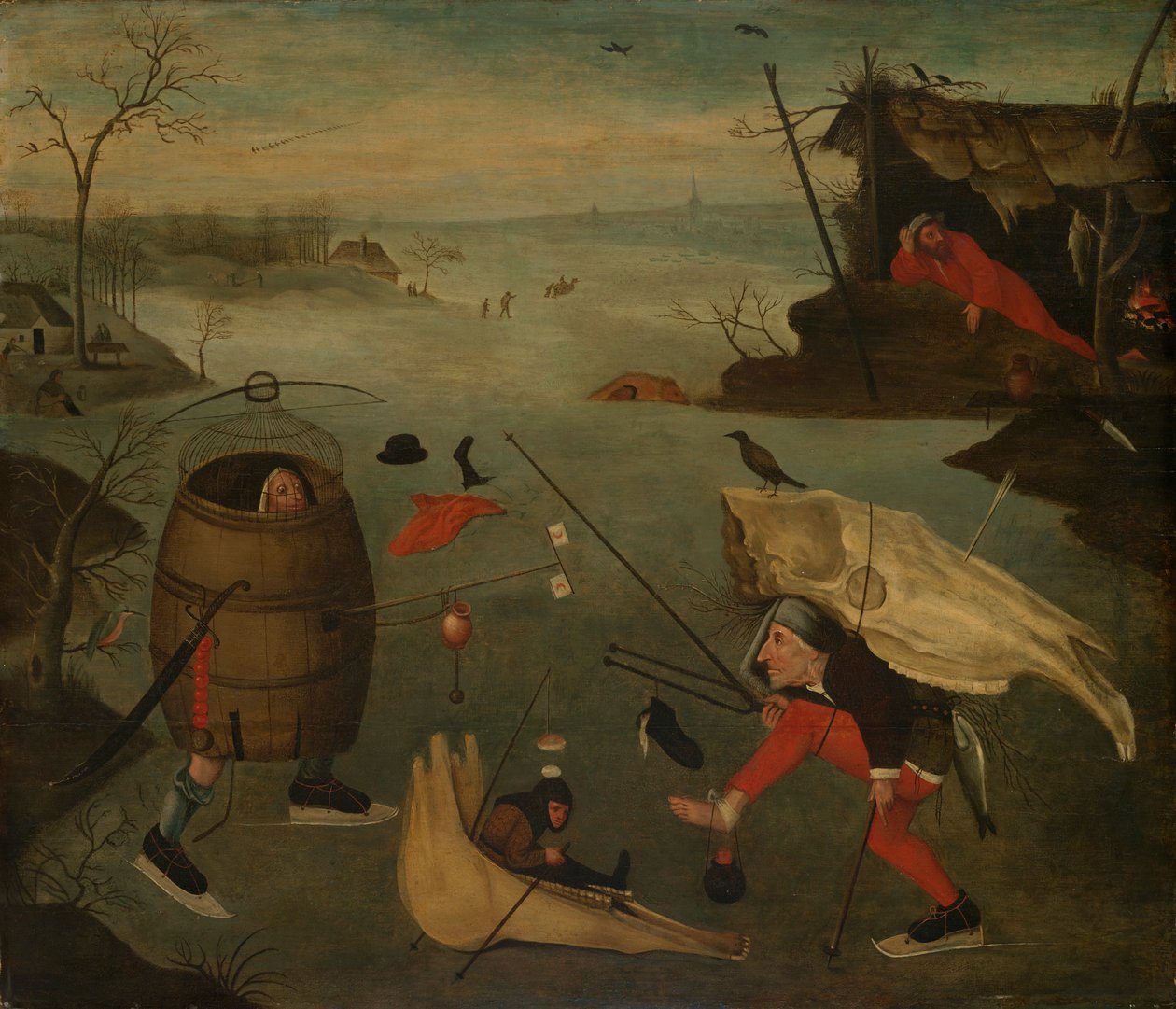 Groteskowy pojedynek na lodzie autorstwa Follower of Hieronymus Bosch