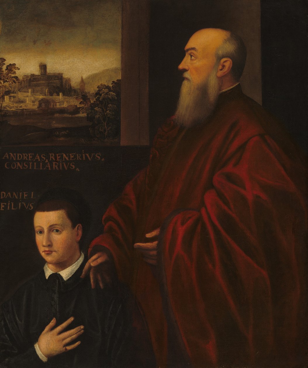 Andrea Renier i jego syn Daniele autorstwa Follower of Jacopo Tintoretto