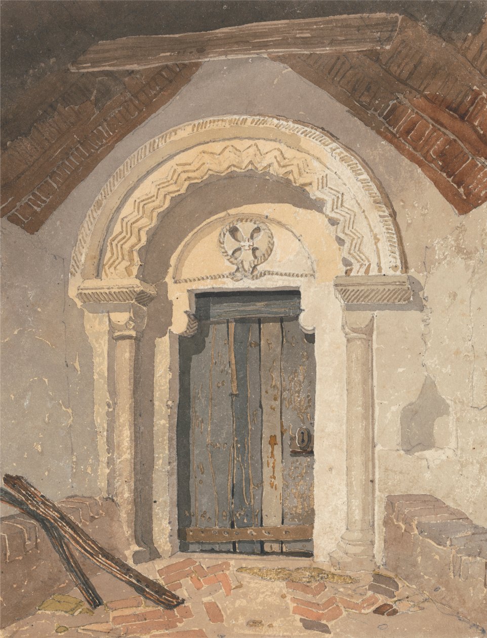 Norman Doorway, Kościół Tottenhill, Norfolk autorstwa Follower of John Sell Cotman