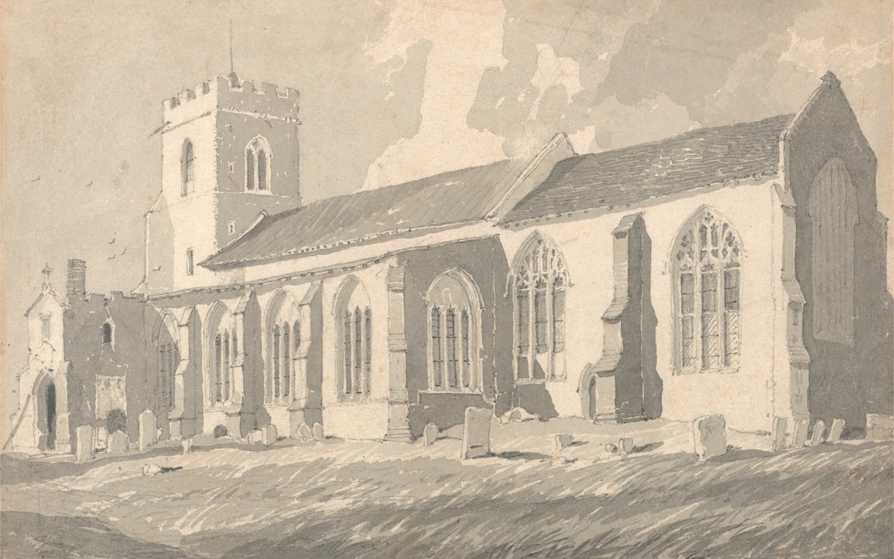 Południowa strona kościoła Catfield, Norfolk autorstwa Follower of John Sell Cotman