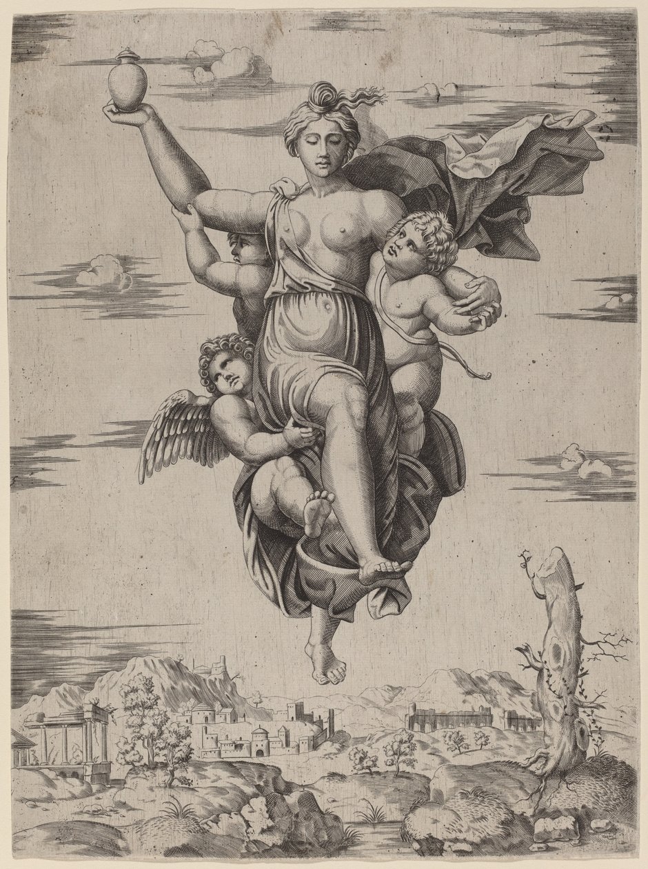 Psyche przeniesiona na Olimp autorstwa Follower of Marcantonio Raimondi after Raphael