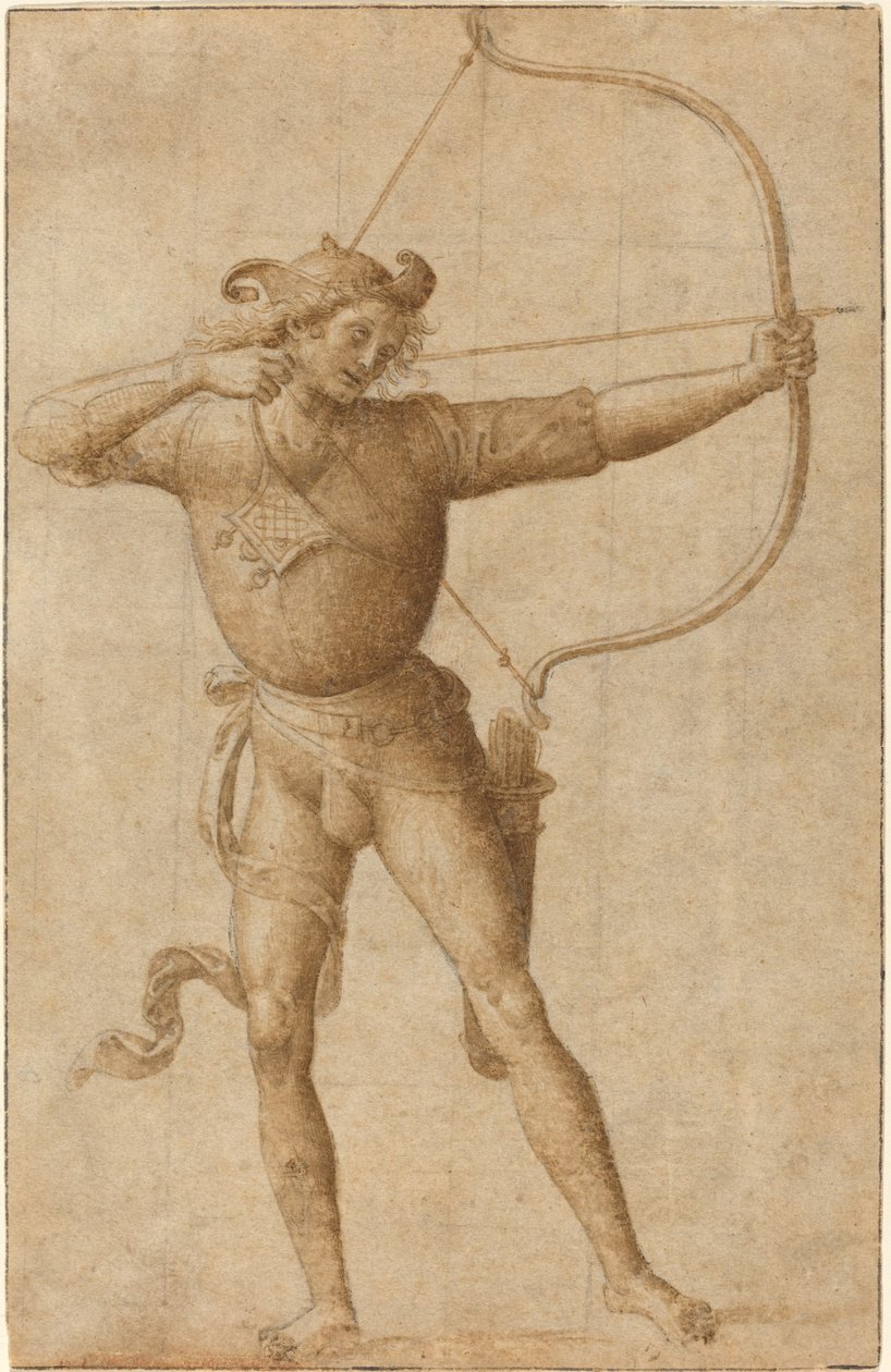 Łucznik ciągnący łuk autorstwa Follower of Pietro Perugino