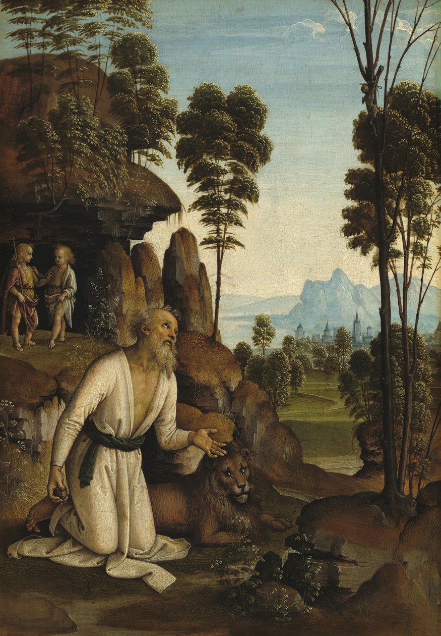 Święty Hieronim na pustkowiu autorstwa Follower of Pietro Perugino