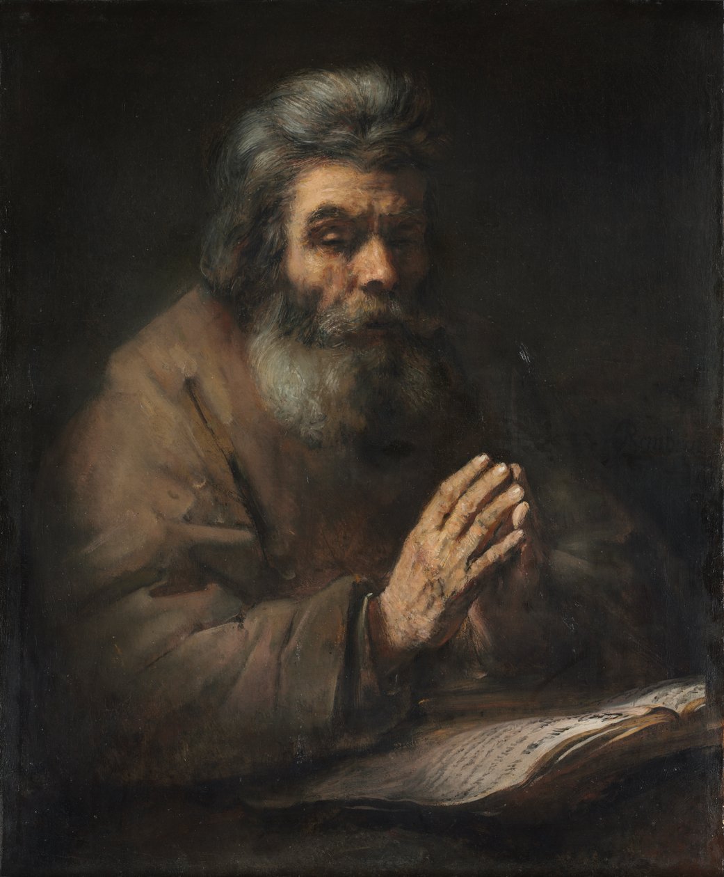 Starszy mężczyzna w modlitwie autorstwa Follower of Rembrandt van Rijn
