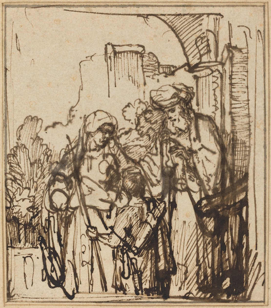 Zwolnienie Hagar autorstwa Follower of Rembrandt van Rijn