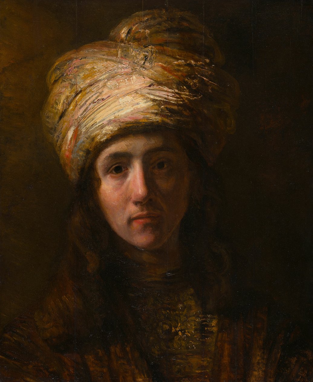 Młody mężczyzna w turbanie autorstwa Follower of Rembrandt van Rijn
