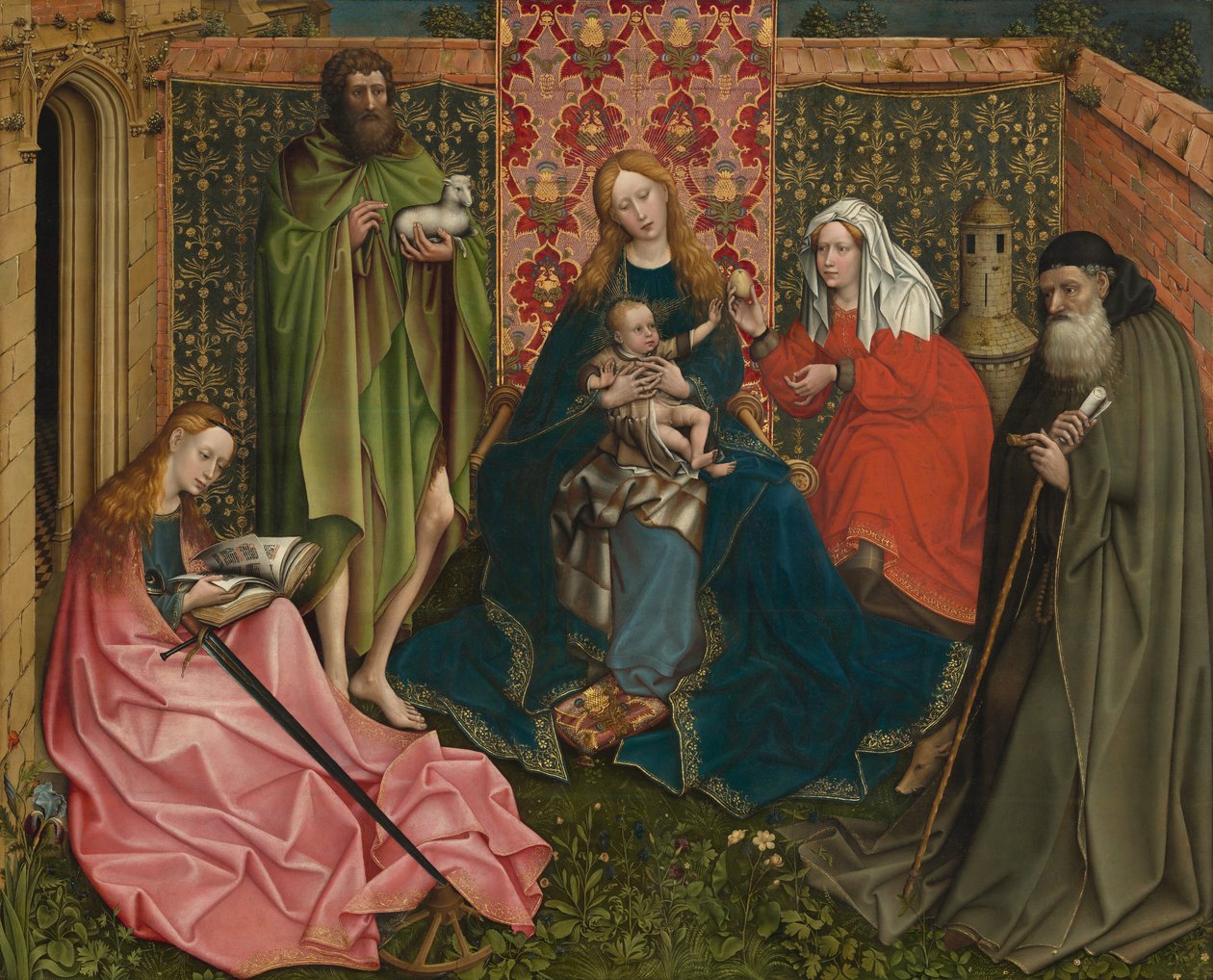 Madonna z Dzieciątkiem ze świętymi w zamkniętym ogrodzie autorstwa Follower of Robert Campin