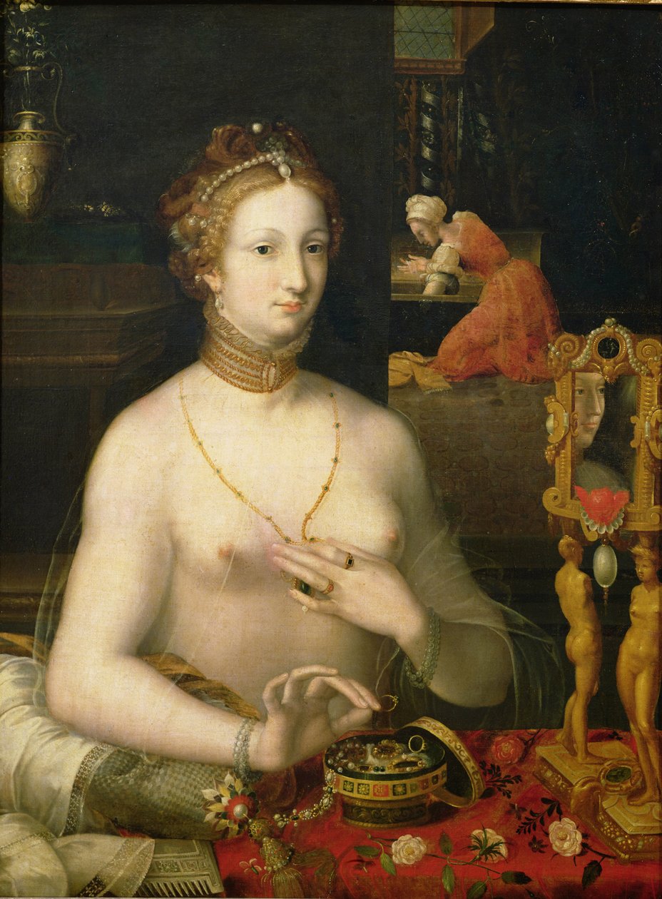 Kobieta przy toalecie, 1585-95 autorstwa Fontainebleau School