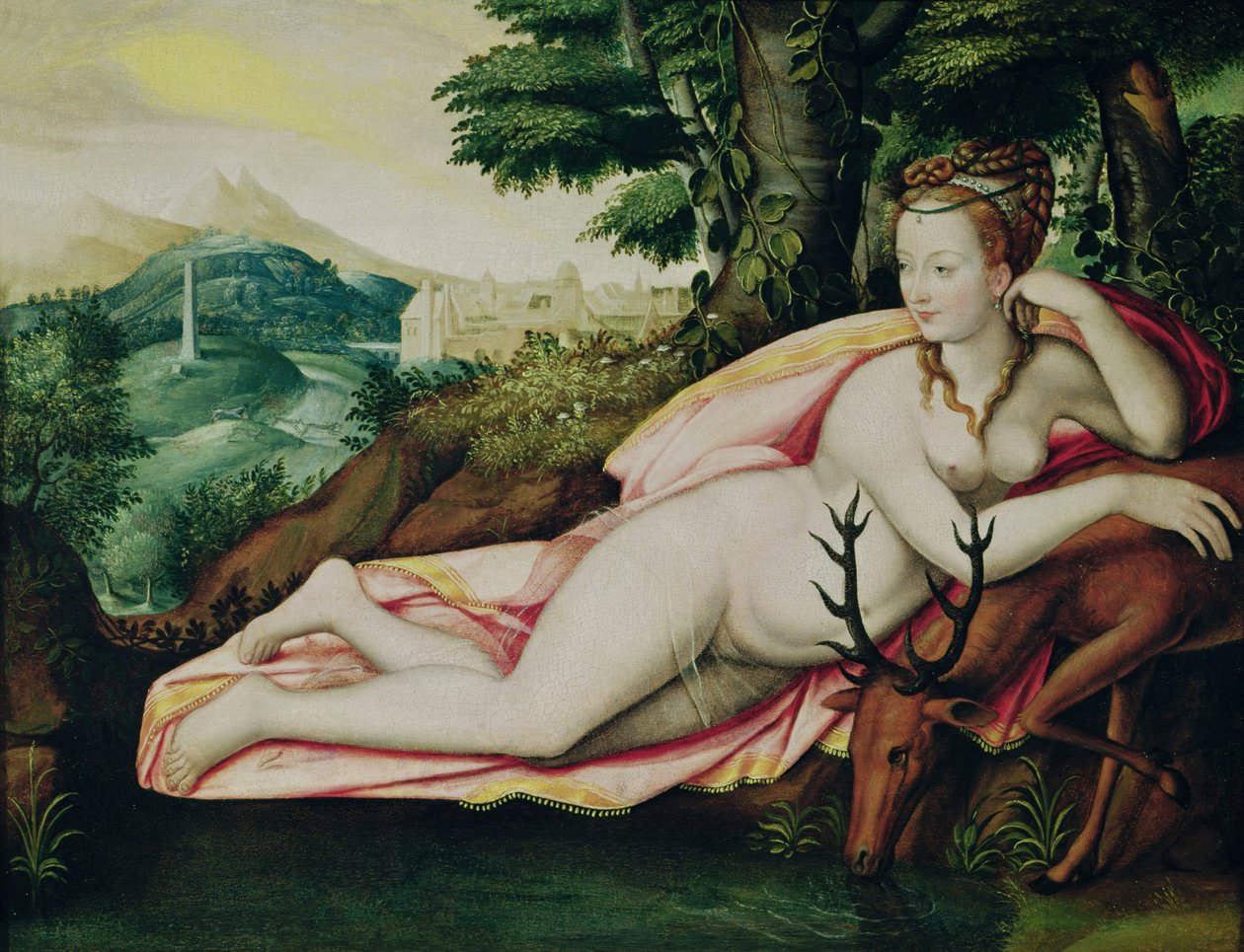 Diane de Poitiers (1499-1566) jako Diana Łowczyni autorstwa Fontainebleau School