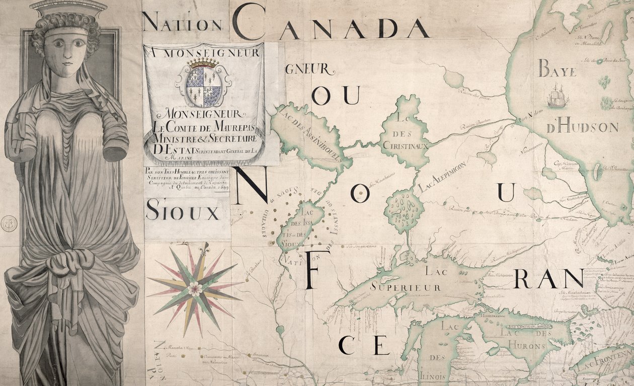 Mapa Nouvelle-France (Kanada) 1699 (patrz także 159120) autorstwa Fonville