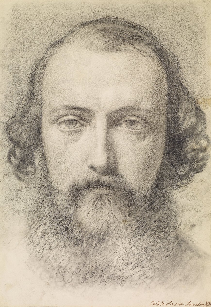 Portret - studium głowy Daniela Caseya (pełna twarz) autorstwa Ford Madox Brown