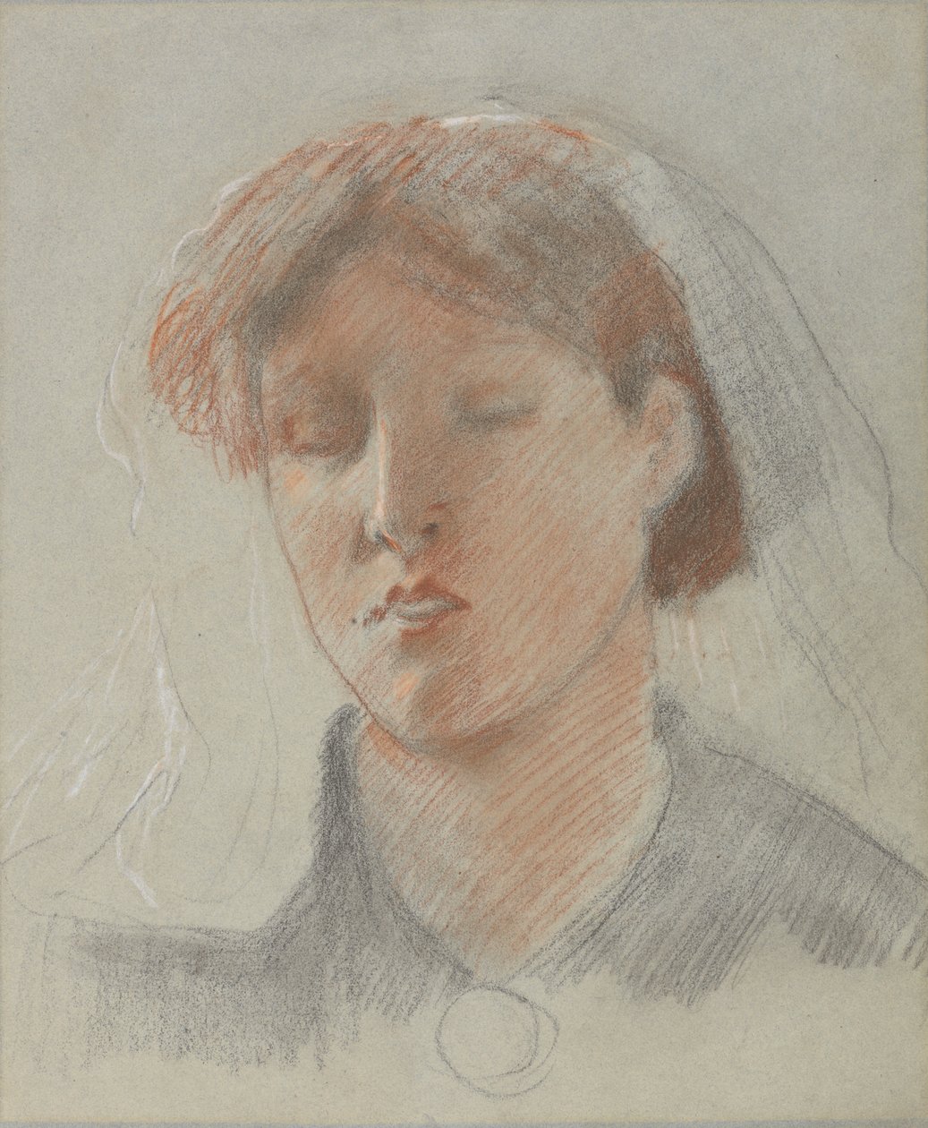 Żona Artysty, Emma, w dniu ślubu (kolorowe kredy na papierze) autorstwa Ford Madox Brown