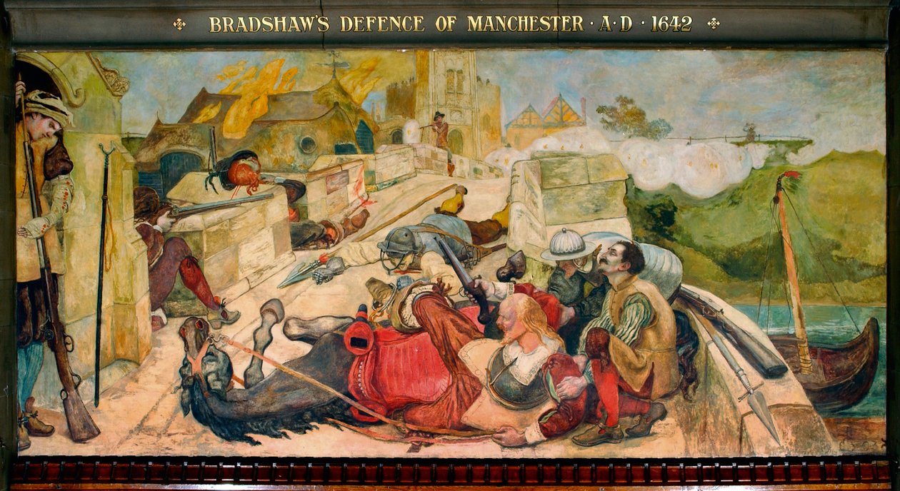 Obrona Manchesteru Bradshawa AD 1642 autorstwa Ford Madox Brown