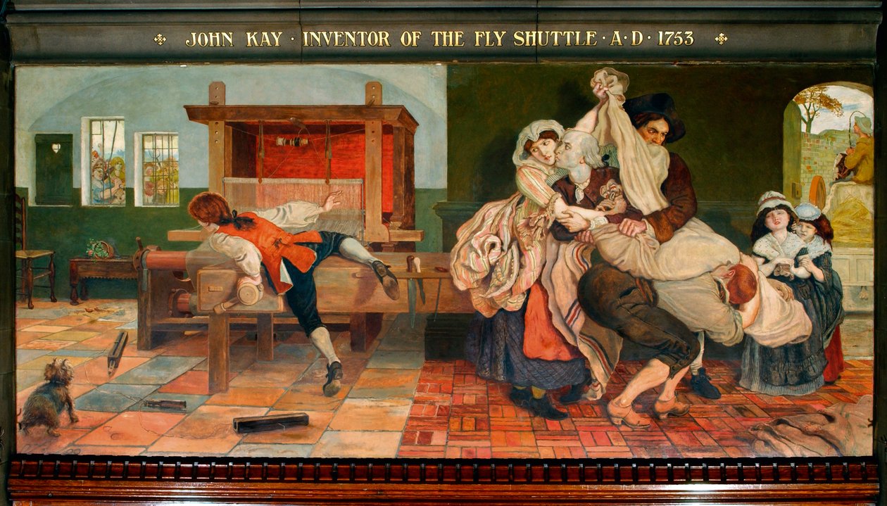 John Kay Wynalazca wahadłowca latającego AD 1753 autorstwa Ford Madox Brown