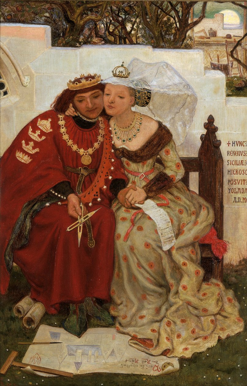 „Miesiąc miodowy króla Rene: Architektura”, 1864 autorstwa Ford Madox Brown