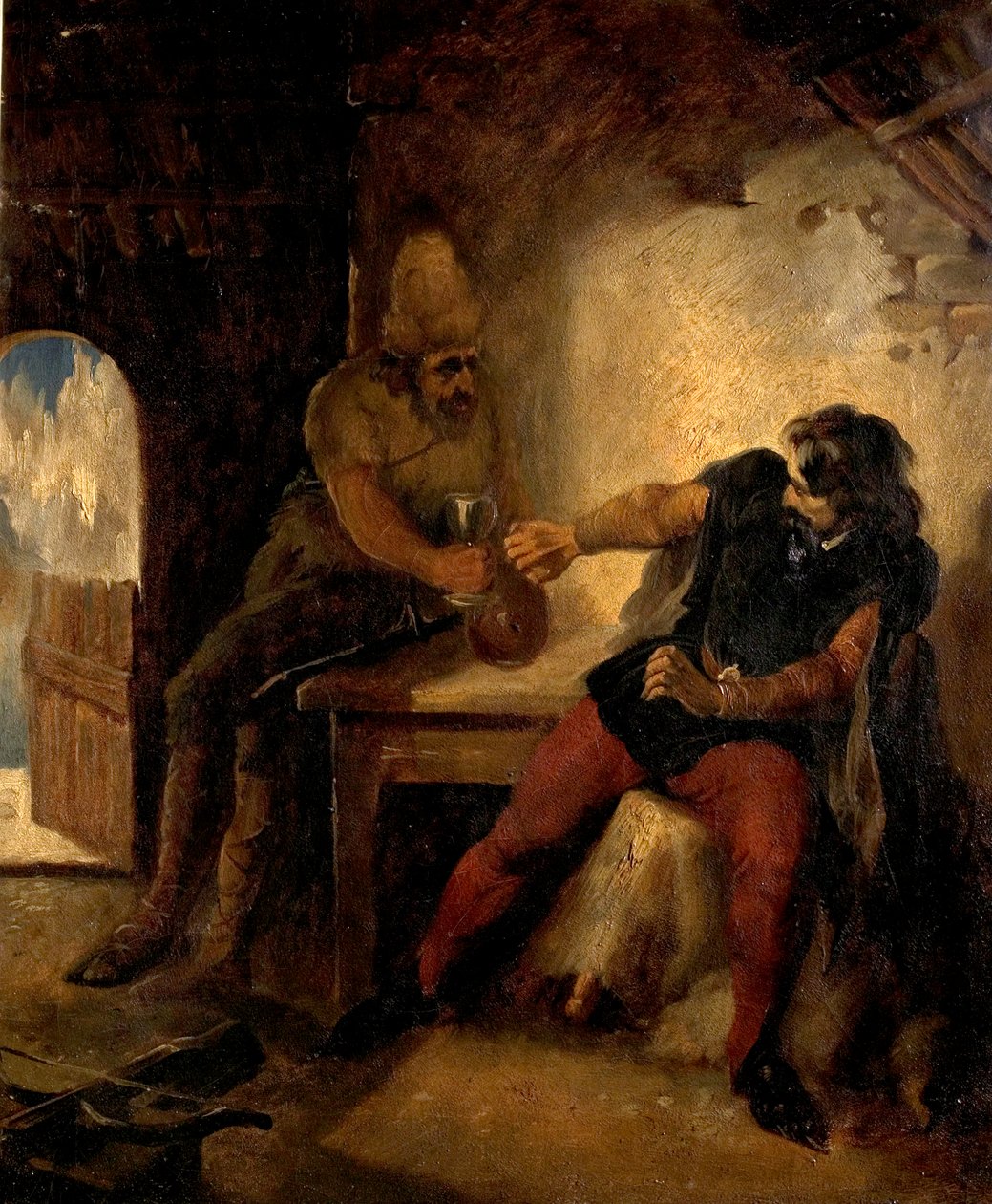 Manfred w chacie łowców kozic, ok. 1850 autorstwa Ford Madox Brown