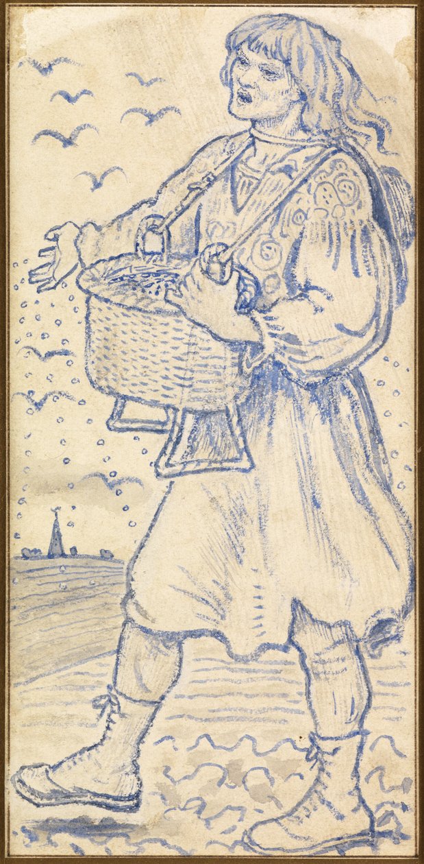 Listopad, siewca: Studiuj na płytkę w Queens College Hall, Cambridge autorstwa Ford Madox Brown