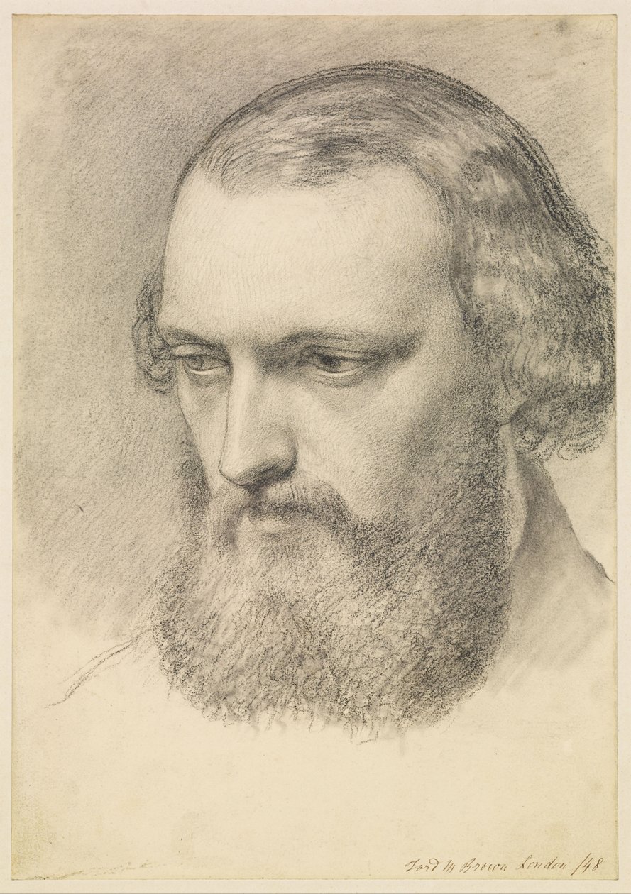 Portret: Studium głowy Daniela Caseya (widok w trzech czwartych) autorstwa Ford Madox Brown