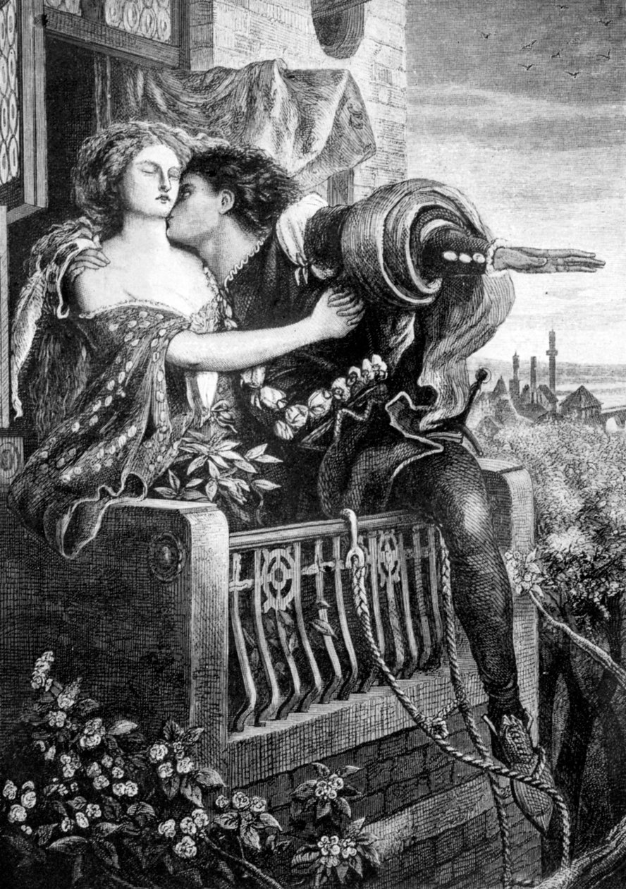 Scena z Romea i Julii Szekspira, ok. 1860 r. autorstwa Ford Madox Brown