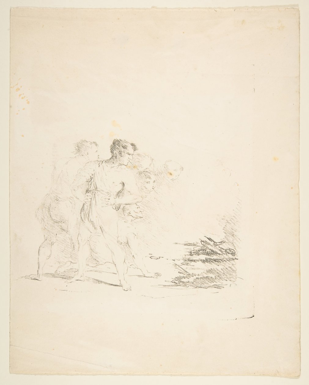 Mężczyźni plujący przy ogniu, ca. 1820-1850. autorstwa Formerly attributed to Goya