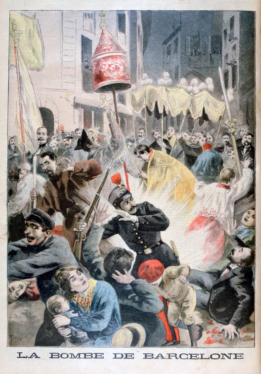 Bomba w Barcelonie, 1896 autorstwa Fortuné Méaulle