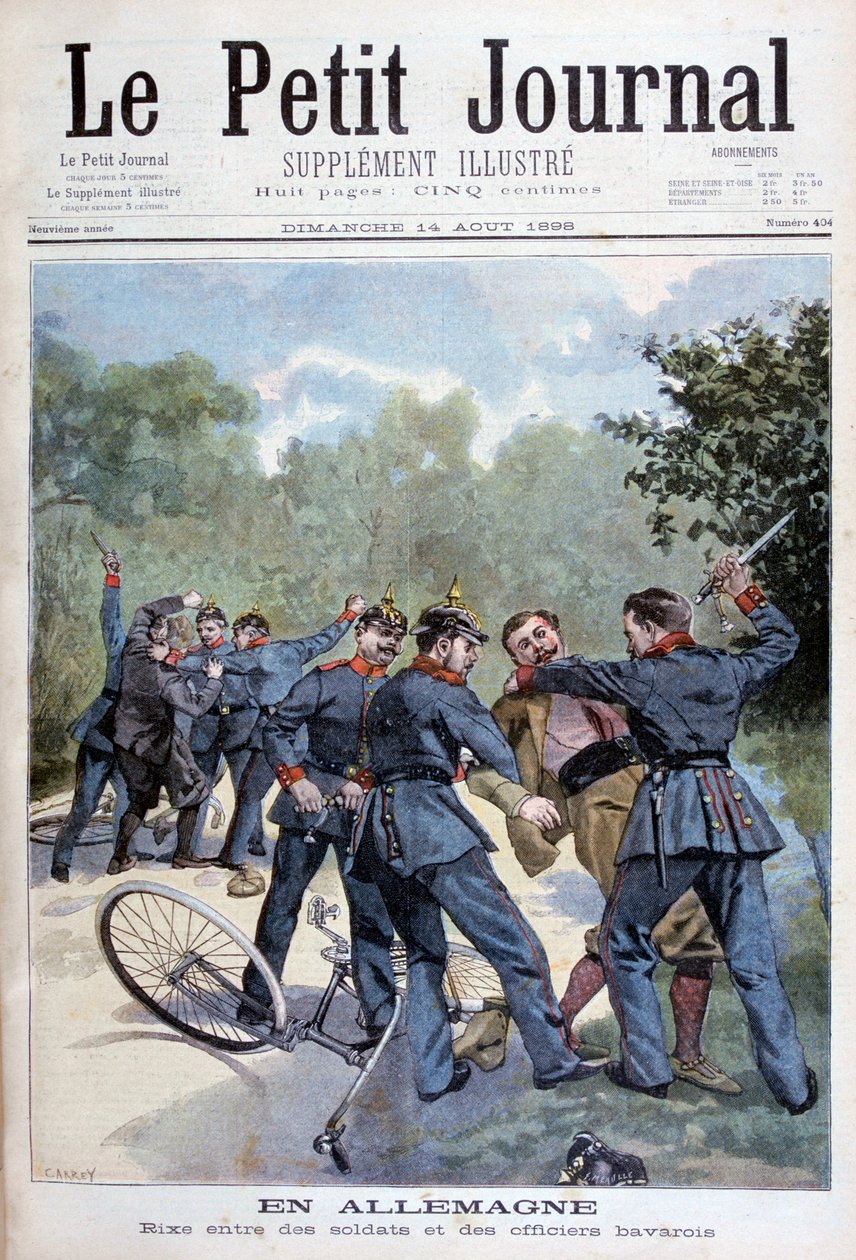 Bójka żołnierzy niemieckich z oficerami bawarskimi, Niemcy, 1898 autorstwa Fortuné Méaulle