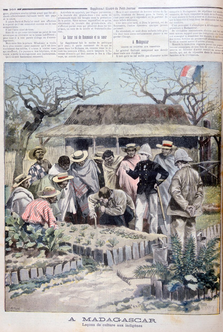 Lekcja rolnictwa dla rdzennej ludności Madagaskaru, 1897 autorstwa Fortuné Méaulle