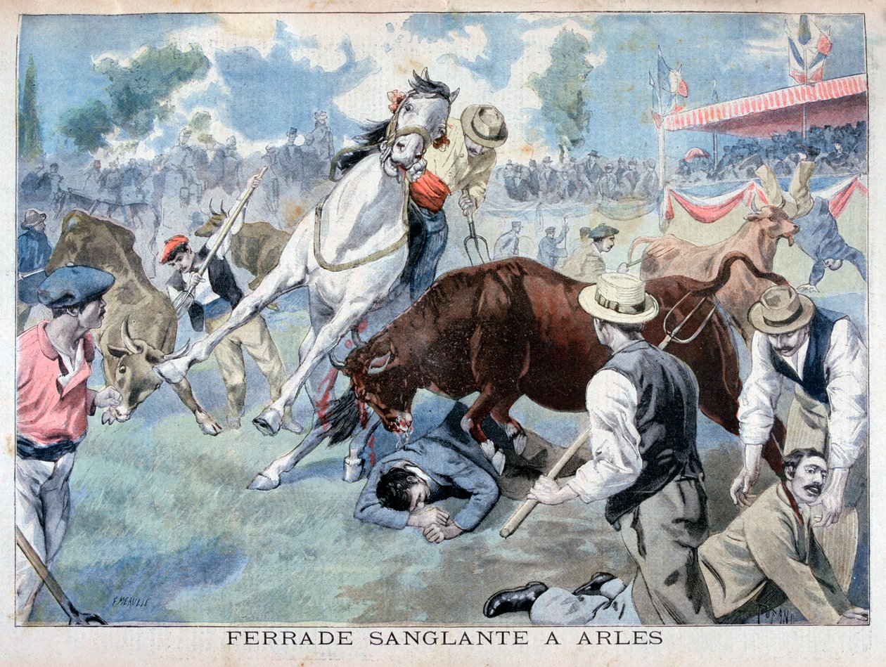 Incydent z walką byków, Arles, Francja, 1898 autorstwa Fortuné Méaulle