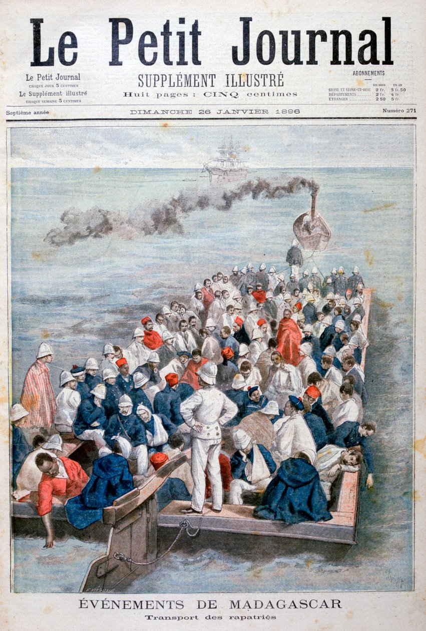 Wydarzenia na Madagaskarze: repatriacja wojsk francuskich, 1896 r. autorstwa Fortuné Méaulle