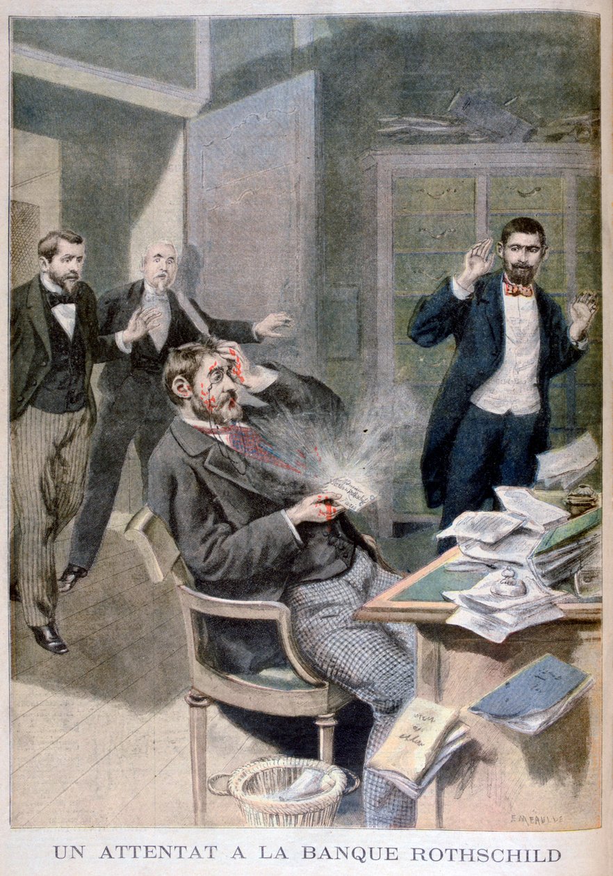 Wybuch bomby listowej wysłanej do barona Alphonse de Rothschild, 1895 autorstwa Fortuné Méaulle