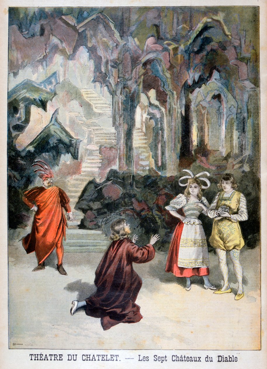 Spektakl Siedmiu zamków diabła, Theatre du Chatelet, Paryż, 1896 autorstwa Fortuné Méaulle