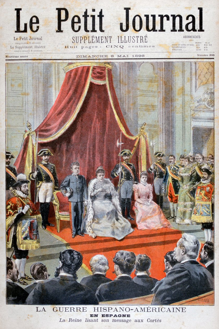 Hiszpańska królowa wygłasza przemówienie, wojna hiszpańsko-amerykańska, 1898 autorstwa Fortuné Méaulle