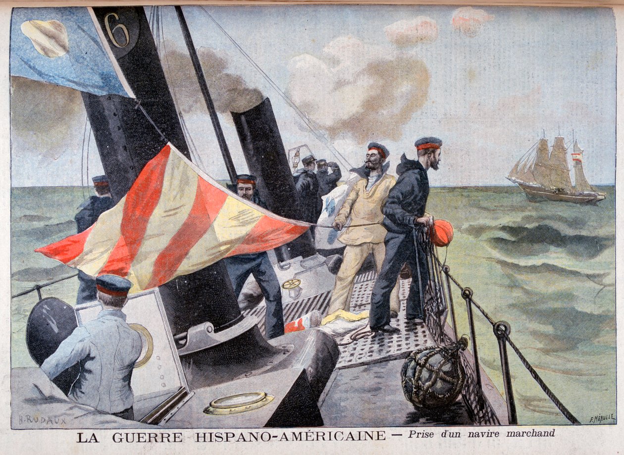 Połów statku handlowego, wojna hiszpańsko-amerykańska, 1898 r autorstwa Fortuné Méaulle