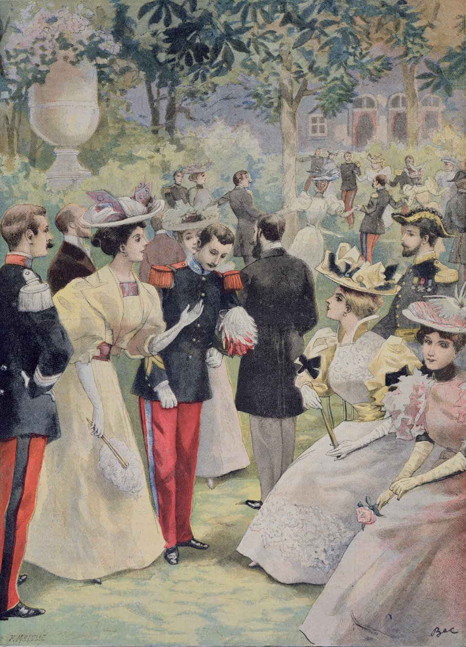 Przyjęcie w ogrodzie w Elysee, ilustracja z „Le Petit Journal”, 21 lipca 1895 r. autorstwa Fortune Louis Meaulle