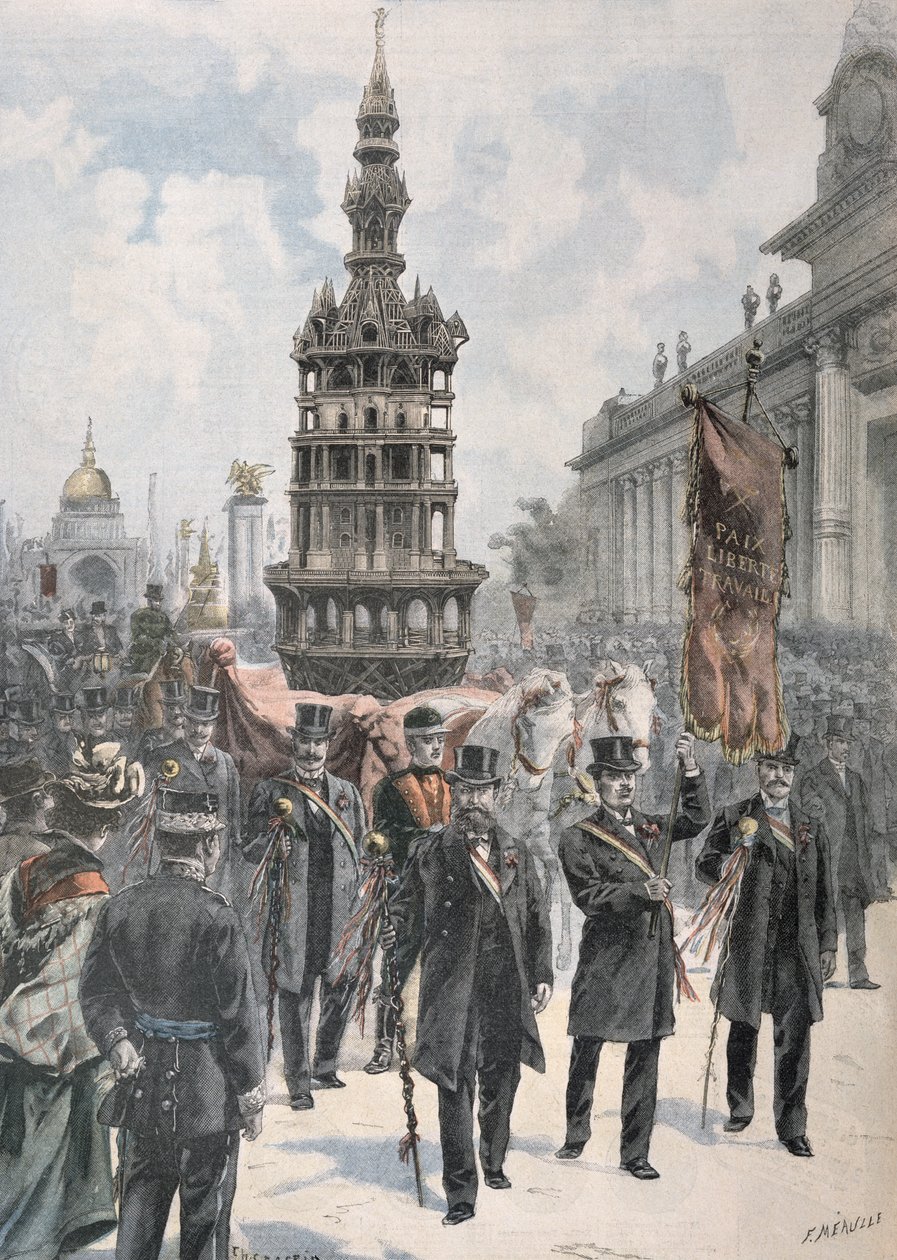 Parada Mistrzów Pracy Stolarzy przed Grand Palais, ilustracja z „Le Petit Parisien”, 1900 autorstwa Fortune Louis Meaulle